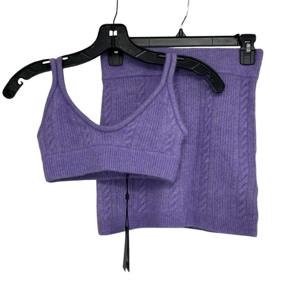 Nagnata Alpaca Wool Cable-Knit Bralet + Skirt Set XS Iris – NWT $440 Eco Luxury - Picture 2 of 15